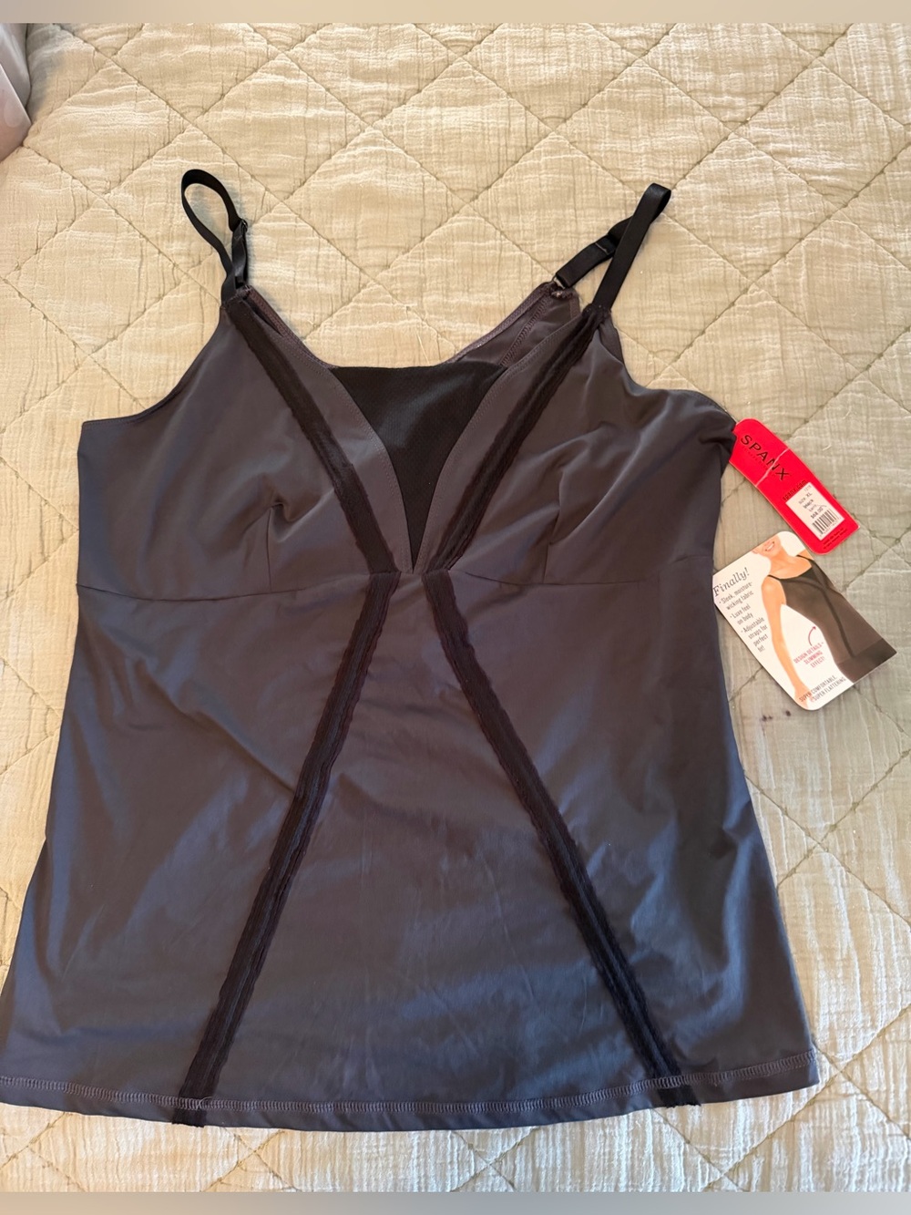 SPANX Black Shaping Cami with Mesh V-Panel